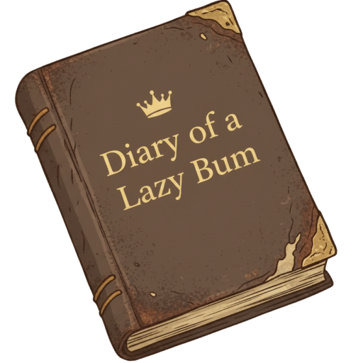 Diary of a Lazy Bum Site Icon Diary of a Lazy Bum medieval book icon with crown and gold lettering